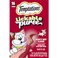 Temptations Creamy Puree Squeezable Lickable Cat Treats with Beef Liver