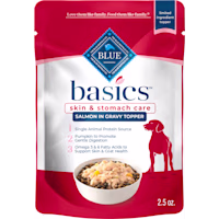 Blue Buffalo Blue Basics Skin & Stomach Care, Salmon in Gravy Natural Wet Dog Food Topper