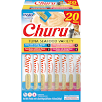 Inaba Churu Variety Box Tuna, Scallop, Salmon, Crab & Shrimp Seafood Cat Treats