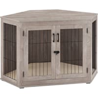 Unipaws Gray Furniture Corner Dog Crate Kennel Wooden with Cushion