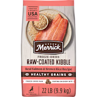 Merrick Healthy Grains Salmon and Brown Rice Freeze Dried Raw Coated Kibble, Natural High Protein Dog Food