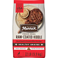 Merrick Healthy Grains Beef and Brown Rice, Raw Coated Kibble, Natural High Protein Freeze Dried Dog Food