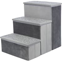 TRIXIE Grey Velour Foldable 3-Step Pet Stairs With Storage
