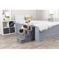 TRIXIE Grey Velour Foldable 4-Step Pet Stairs With Storage