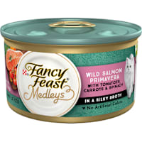 Fancy Feast Medleys Wild Salmon Primavera With Tomatoes Carrots and Spinach in Silky Broth Wet Cat Food