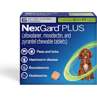 NexGard Plus Flea and Tick Protection Plus Heartworm Disease Preventive for Dogs 8.1 - 17 lbs. (Green)