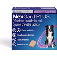 NexGard Plus Flea and Tick Protection Plus Heartworm Disease Preventive for Dogs 33.1 - 66 lbs. (Purple)
