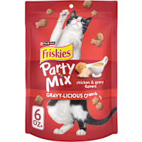Friskies Party Mix Gravylicious Crunch Chicken & Gravy Flavors Cat Treats