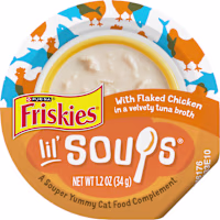 Purina Friskies Natural, Lil' Soups Flaked Chicken Grain Free Wet Cat Food Lickable Cat Treats