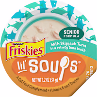 Purina Friskies Lil' Soups with Skipjack Tuna in a Velvety Tuna Broth Grain Free Senior Lickable Cat Food Topper