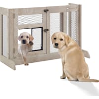 UniPaws Grey Weathered Free Standing Dog Gate with Door