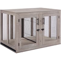 UniPaws Grey Weathered XL Crate Furniture with Tray for Dogs