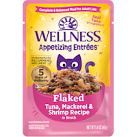 Wellness Appetizing Entrees Flaked Tuna, Mackerel, Shrimp Recipe in Broth Natural Wet Cat Food