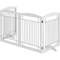 Topeakmart White 4-Panel Pet Gate