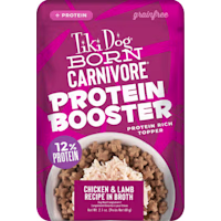 Tiki Dog Born Carnivore Protein Booster Topper, Chicken and Lamb Recipe in Broth Dog Food Topper