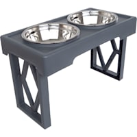 Pet Adobe Gray Adjustable Raised Dog Bowl Stand