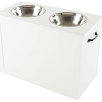 Pet Adobe White Elevated Dog Bowls with Storage