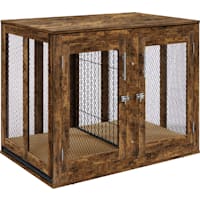 UniPaws Rustic XL Furniture Crate for Large Dogs with Tray and Divider