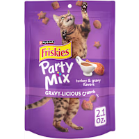 Friskies Party Mix Gravy-licious Crunch Turkey and Gravy Flavors Cat Treats