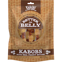 Better Belly Kabobs Highly Digestible Rawhide Chews for Dogs with Real Peanut Butter and Chicken