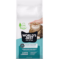World's Best Cat Litter Poop Fighter Flushable Corn Cat Litter