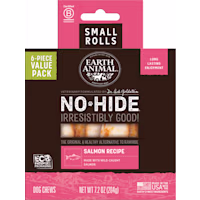 Earth Animal No-Hide Rolls Salmon Recipe Small Natural Long-Lasting Rawhide Alternative Dog Chews