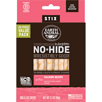 Earth Animal No-Hide Stix Salmon Recipe Natural Long-Lasting Rawhide Alternative Dog & Cat Chews