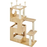 Topeakmart Wooden Cat Tree Tower with Condos and Cushions