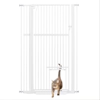 UniPaws 56"H Tall Dog Gate with Cat Door, Pressure Mounted Gate for Doorway