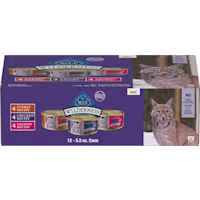 Blue Buffalo Wilderness Chicken, Salmon, Turkey High Protein, Adult Pate Wet Cat Food Variety Pack