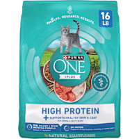 Purina ONE Plus High Protein Salmon and Ocean Whitefish Skin and Coat Health Formula Dry Cat Food