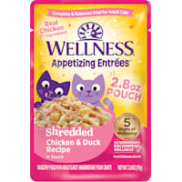 Wellness Appetizing Entrees Natural, Protein-Rich, Grain Free, Chicken & Duck Shredded Adult Wet Cat Food