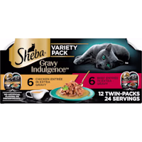 Sheba Gravy Indulgence Beef & Chicken Flavor Wet Cat Food in Extra Gravy Variety Pack