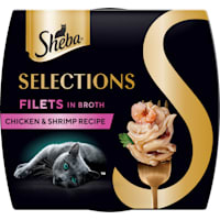 Sheba Selections Filets in Broth Cat Meal Complement Chicken & Shrimp Recipe