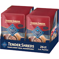 Blue Buffalo Tender Shreds Beef Toppers in Savory Broth, Natural Dog Food Complement