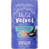 Tiki Cat Velvet Mousse Hairball, Chicken & Tuna Recipe in Broth Wet Cat Food