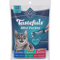 Blue Buffalo Tastefuls Mini Purees Chicken,Tuna,Salmon Adult Cat Natural Single-Serving Snack Variety Pack