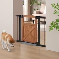 UniPaws Walnut Barn Door Dog Gate