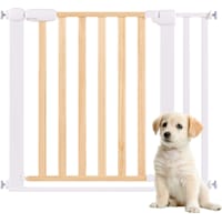 UniPaws White Pressure Mounted Wood and Metal Frame Dog Gate