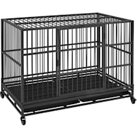 Topeakmart W/ Divider Rolling Crate for Large Dog Crate