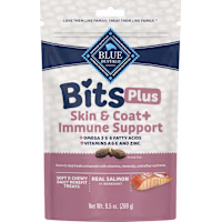 Blue Buffalo Soft & Chewy Salmon Morsels BLUE Bits Plus Skin & Coat and Immune Support Daily Benefit Dog Treats