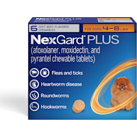 NexGard Plus Flea and Tick Protection Plus Heartworm Disease Preventive for Dogs 4 - 8 lbs. (Orange)