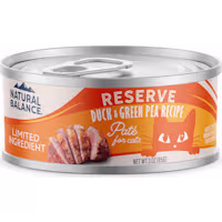 Natural Balance Limited Ingredient Reserve Wet Cat Food, Duck & Green Pea Pate Recipe