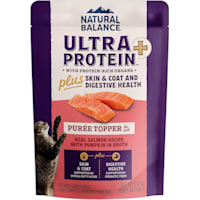 Natural Balance Ultra Protein Skin & Coat Digestive Health Real Salmon w/ Pumpkin Recipe Puree Topper Plus Wet Cat Food