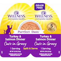 Wellness Complete Health Purrfect Duos Cuts in Gravy Turkey & Salmon Dinner Cat Food