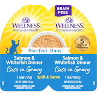 Wellness Complete Health Purrfect Duos Cuts in Gravy Salmon & Whitefish Recipe Adult Wet Cat Food