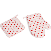 Petco Heart-Pattern Kitchen Mitt & Pad 2-Piece Set