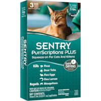 Sentry PurrScriptions Plus Cat & Kitten Squeeze-On Flea & Tick Control, For Cats 2.2 to 5 lbs.