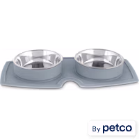 EveryYay Silicone Double Diner Stainless Steel Dog Bowl Set