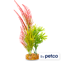 Imagitarium Fiesta Green and Red Fern Plastic Aquarium Plant